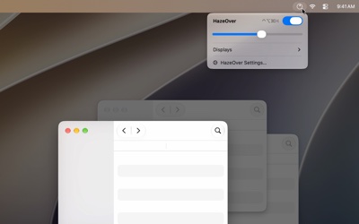 Menu bar with intensity slider
